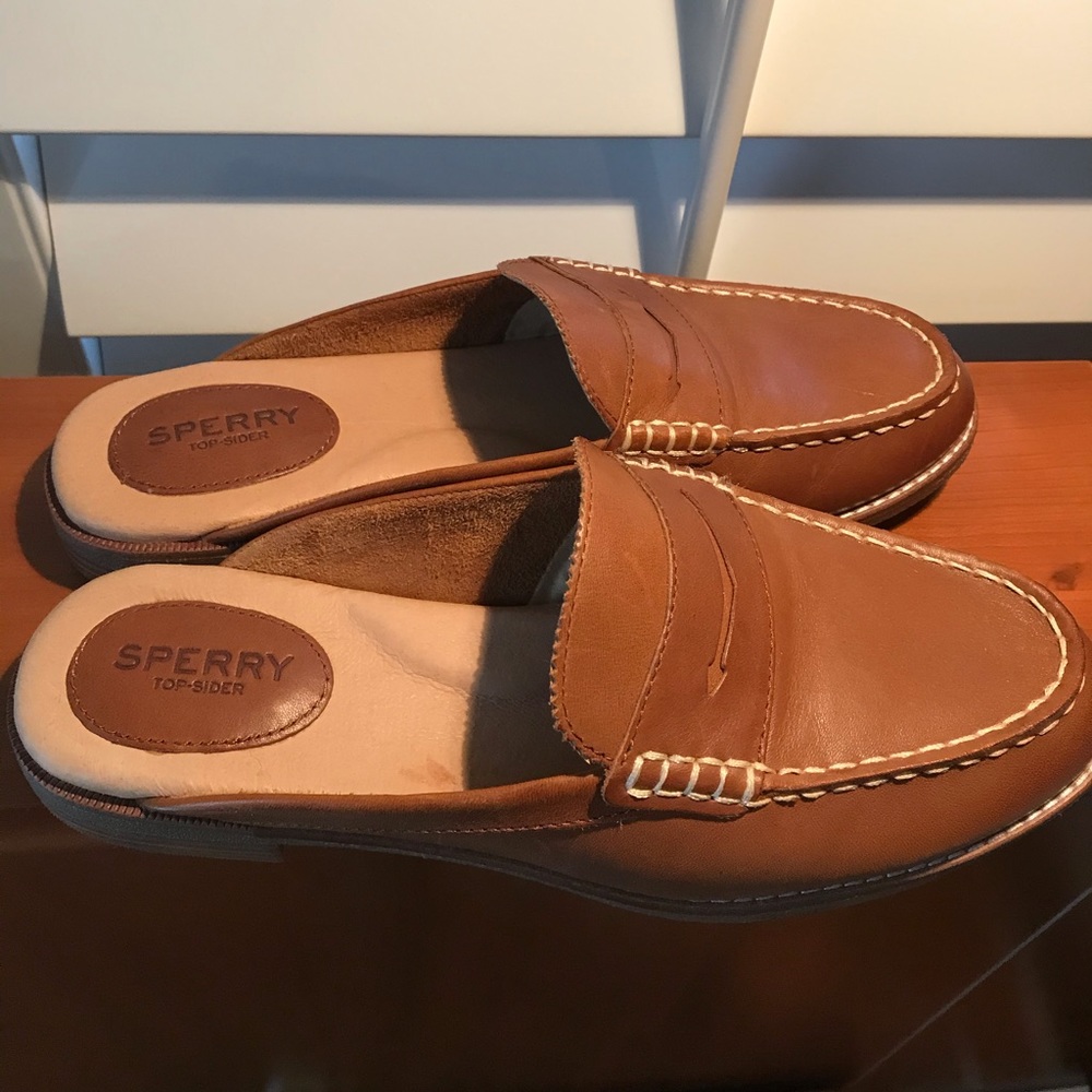 Leather Sperry mules